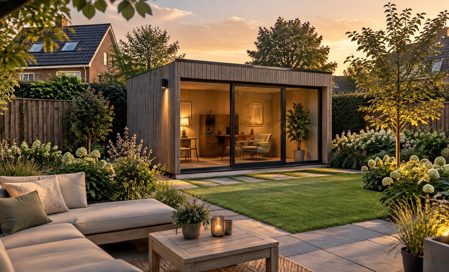 Tuynora studio in een compacte Nederlandse achtertuin